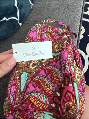 Vera Bradley Pink Paisley Quilted lunchbox  with Mint Accents